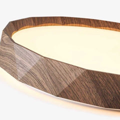 Flush Mount Ceiling Light Round Wood Grain LED Walnut Color Shade