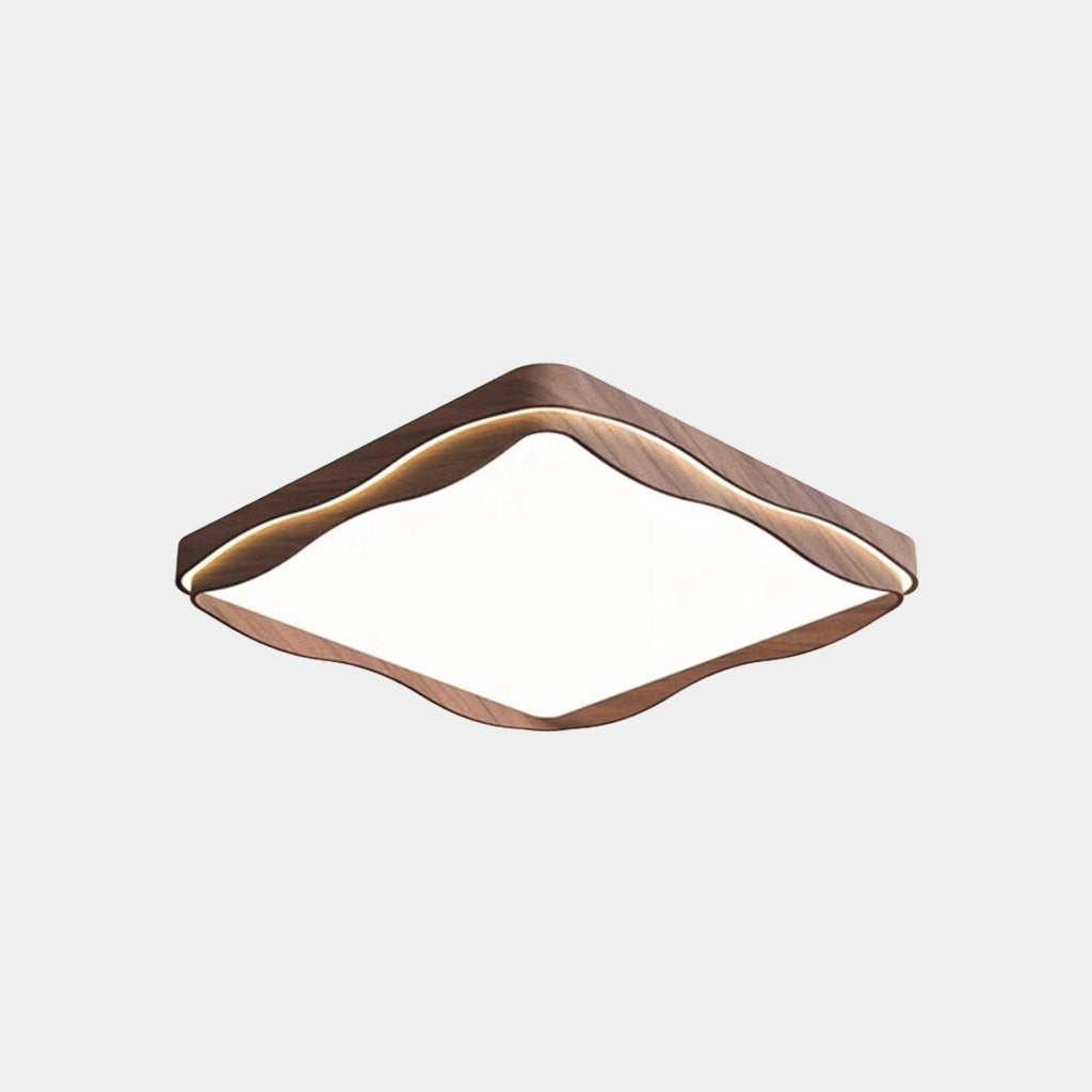 Flush Mount Ceiling Light Square LED Dimmable Walnut Color