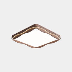 Flush Mount Ceiling Light Square LED Dimmable Walnut Color