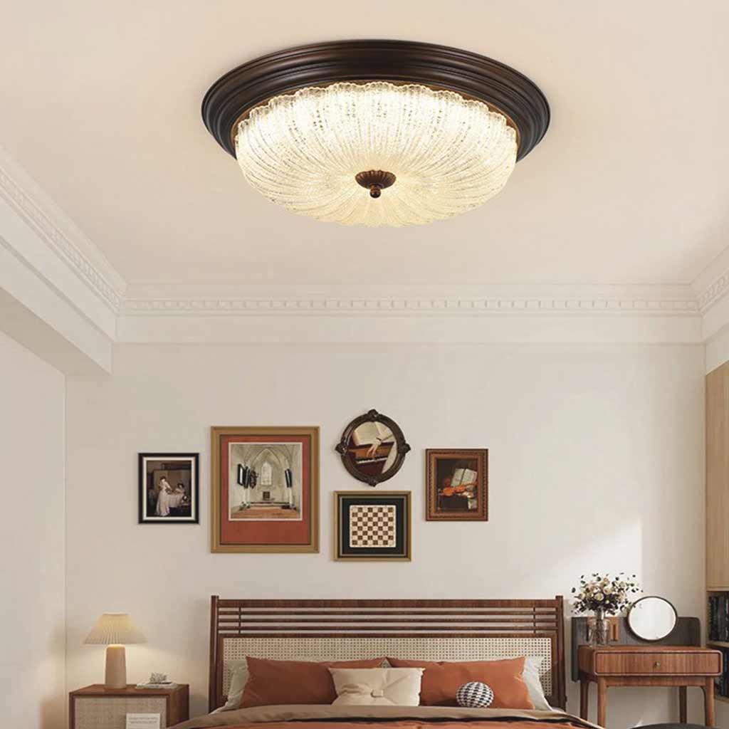 Flush Mount Ceiling Light Vintage Round Glass Bedroom