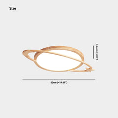 Flush Mount Ceiling Light Wood Planet Dimmable LED