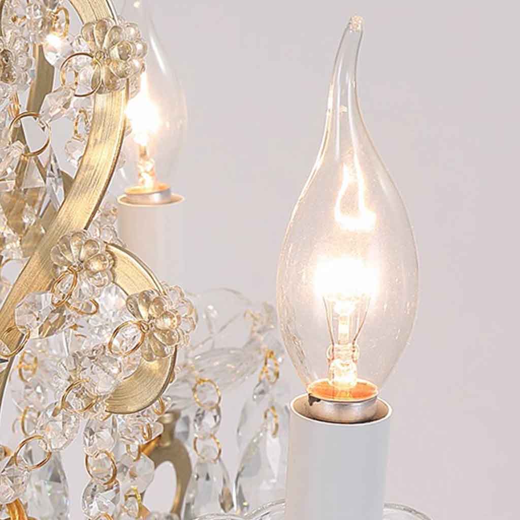 French Candle Crystal Drop Table Lamp Detail