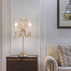 French Candle Crystal Drop Table Lamp Living Room