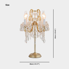 French Candle Crystal Drop Table Lamp Size