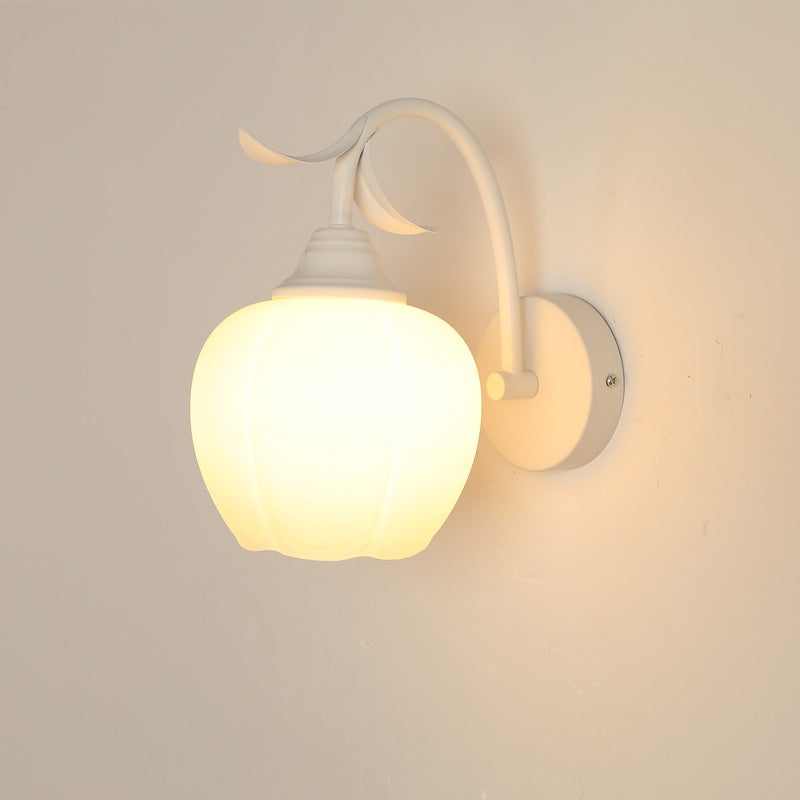 Glass Flower Wall Sconce Light White