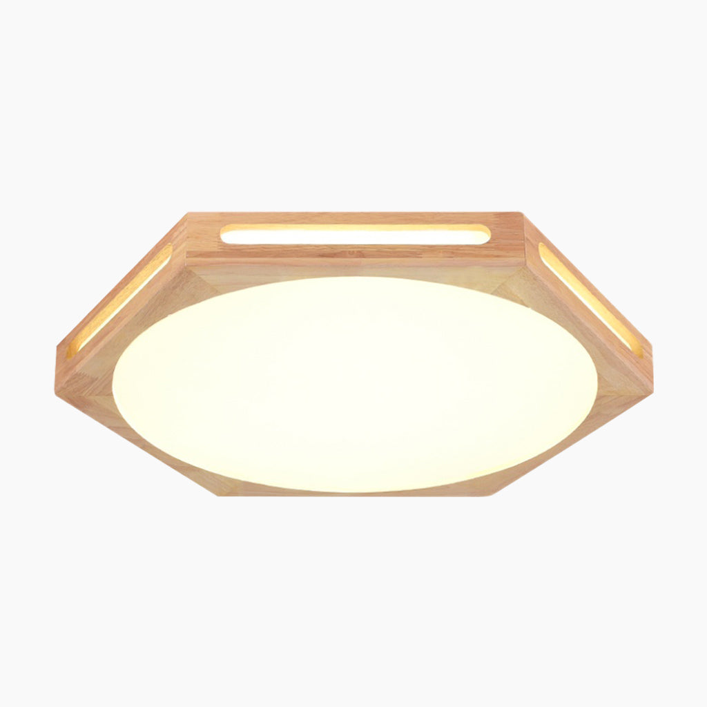 Geometric Hexagon Wood Flush Mount Ceiling Light Main