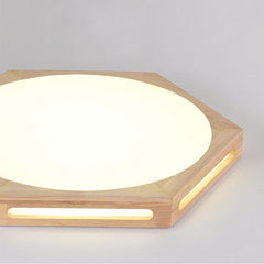 Geometric Hexagon Wood Flush Mount Ceiling Light Shade