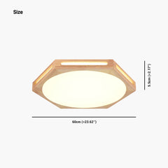 Geometric Hexagon Wood Flush Mount Ceiling Light Size
