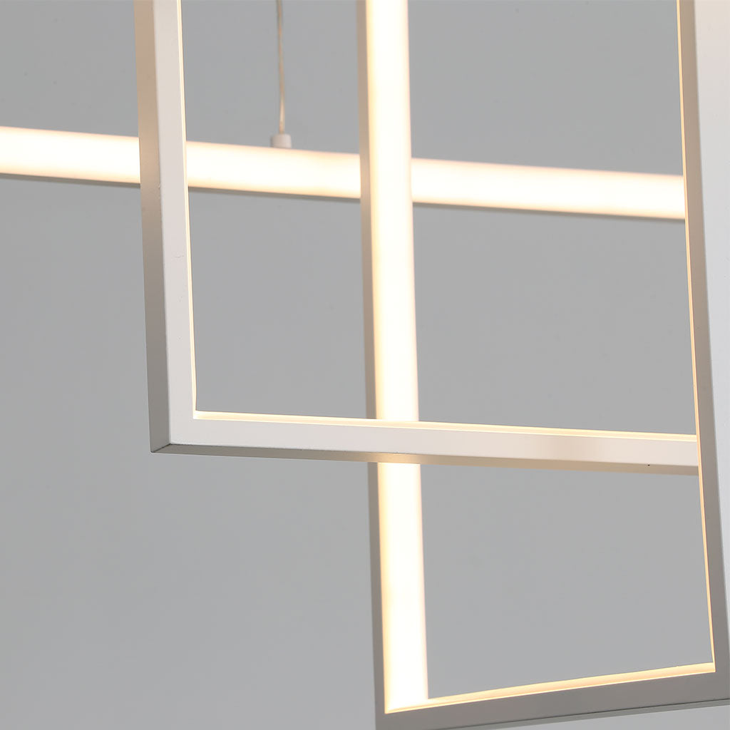 Geometric LED Linear Rectangle Chandelier Aluminum