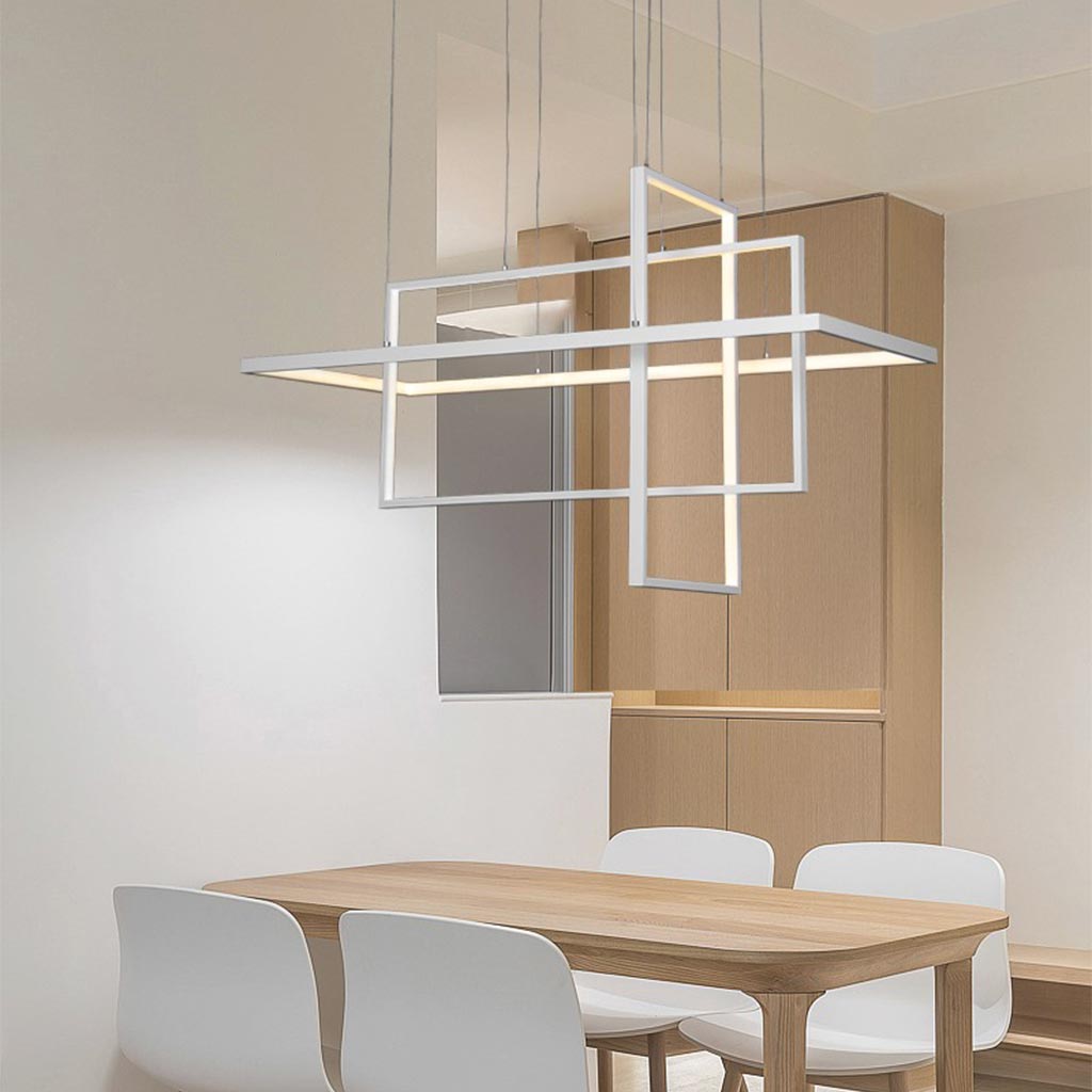 Geometric LED Linear Rectangle Chandelier Dining Room