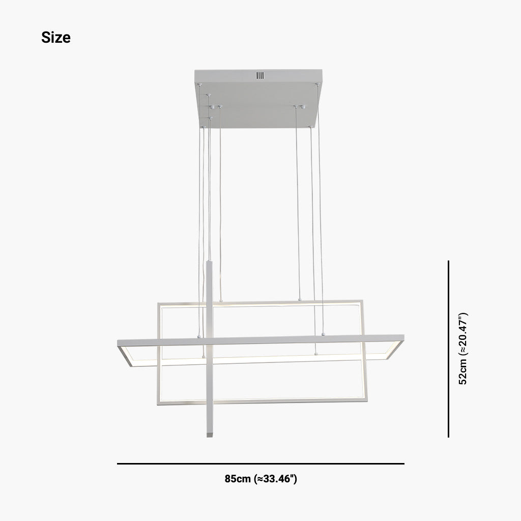 Geometric LED Linear Rectangle Chandelier Size