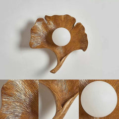 Ginkgo Leaf wandlamp hars met wereldbol, 4 kleuren