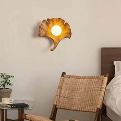 Ginkgo Leaf wandlamp hars met wereldbol, 4 kleuren
