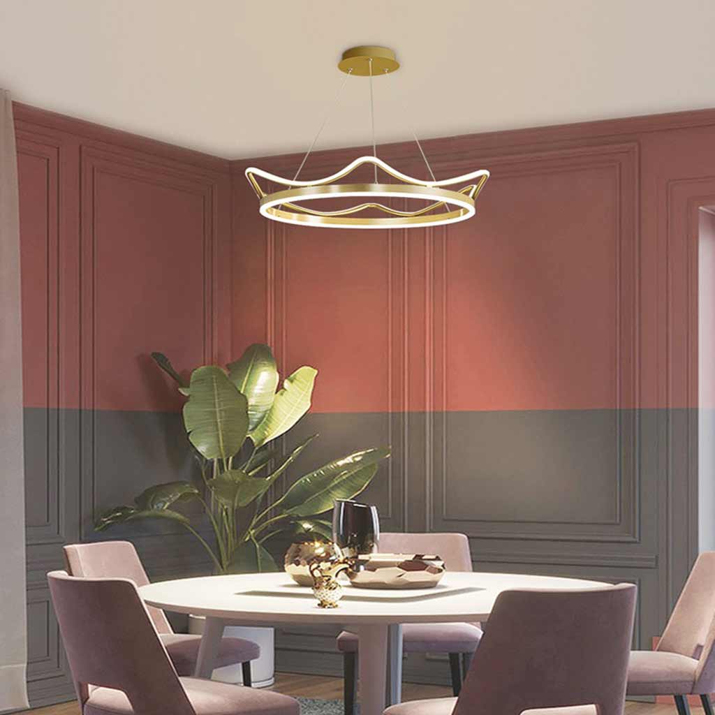 Girls Room Chandelier Romantic Crown LED Gold Dining Table