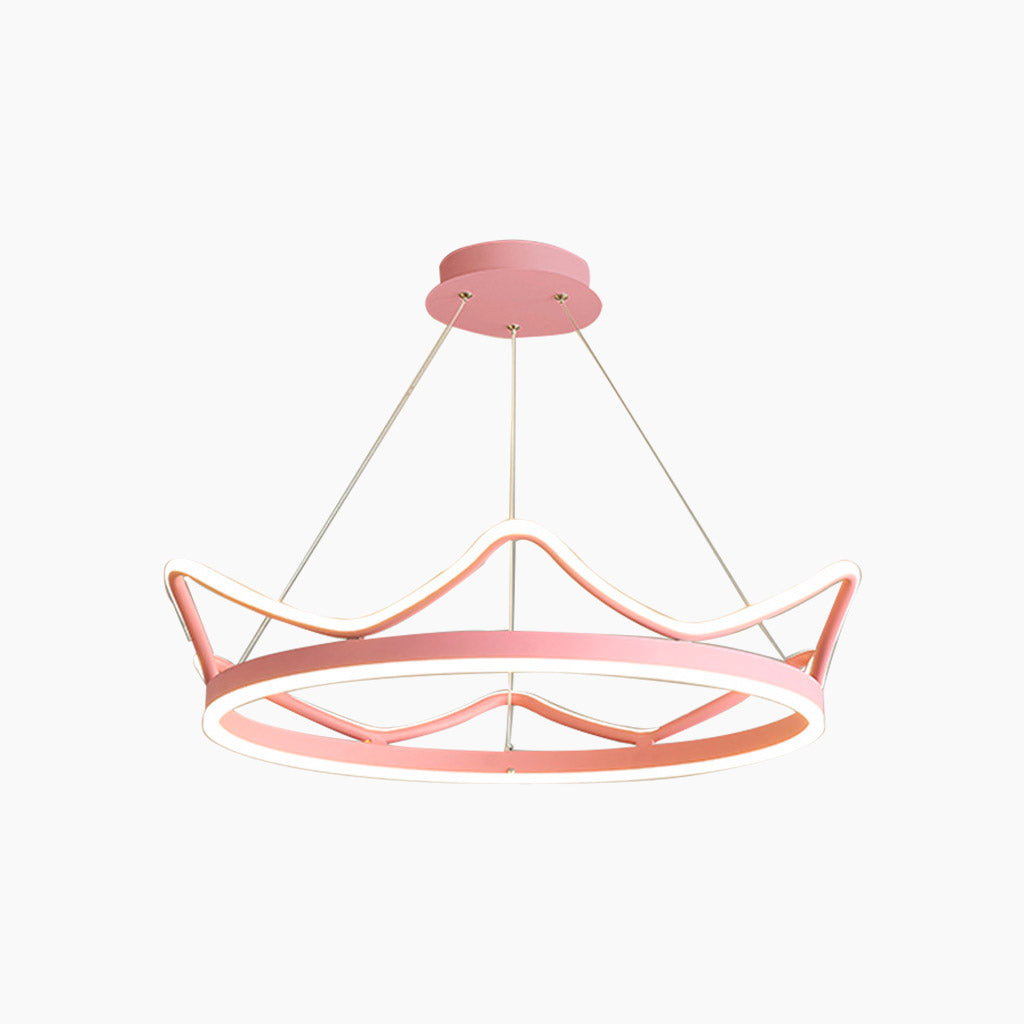 Girls Room Chandelier Romantic Crown LED Pink
