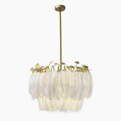 Glamorous Feather Wire Frame Chandelier Ceiling Light Main