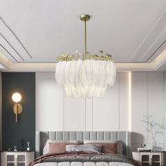 Glamorous Feather Wire Frame Chandelier Ceiling LIght Bedroom