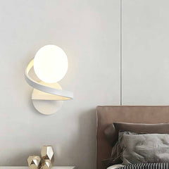 Glaskula Vägglampa Liten Spiral Klot Inomhus, Vit