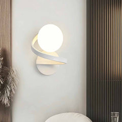 Glaskula Vägglampa Liten Spiral Klot Inomhus, Vit