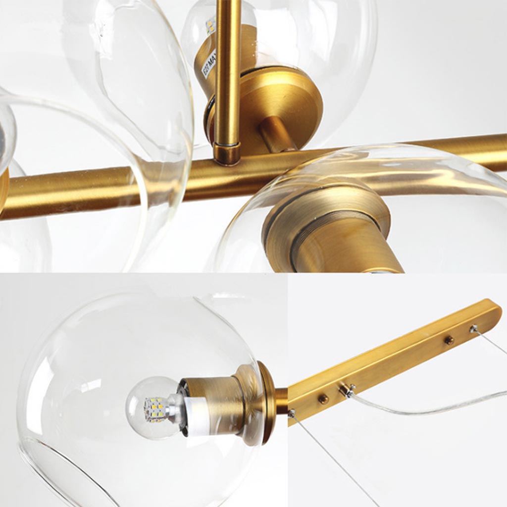 Glass Bubble Gold Iron Pendant Chandelier Brass