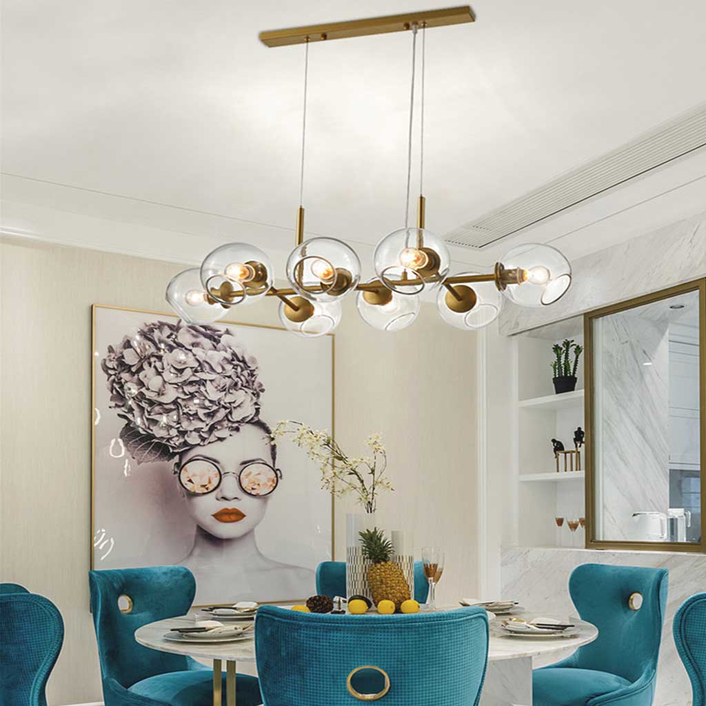 Glass Bubble Gold Iron Pendant Chandelier Dining Room