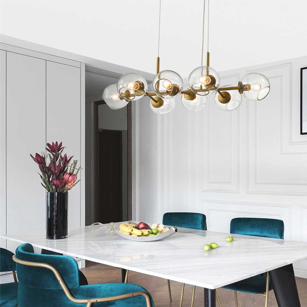 Glass Bubble Gold Iron Pendant Chandelier Restaurant