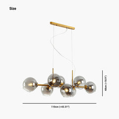 Glass Bubble Gold Iron Pendant Chandelier Size