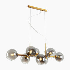 Glass Bubble Gold Iron Pendant Chandelier Smoke Grey