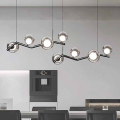 Glass Bubble Pendant Light LED, Black+Smoke Grey