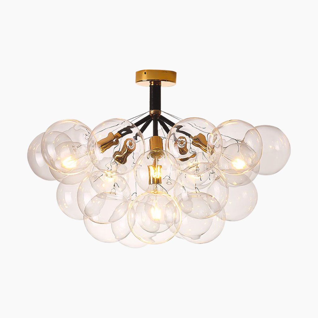 Glass Bubbles Flush Mount Ceiling Light Black Gold 20