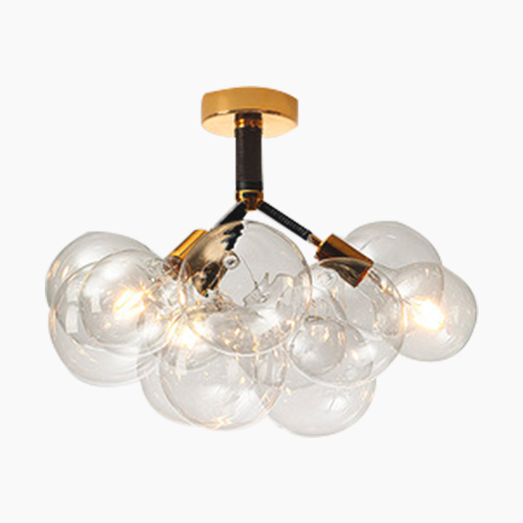 Glass Bubbles Flush Mount Ceiling Light Black Gold 9
