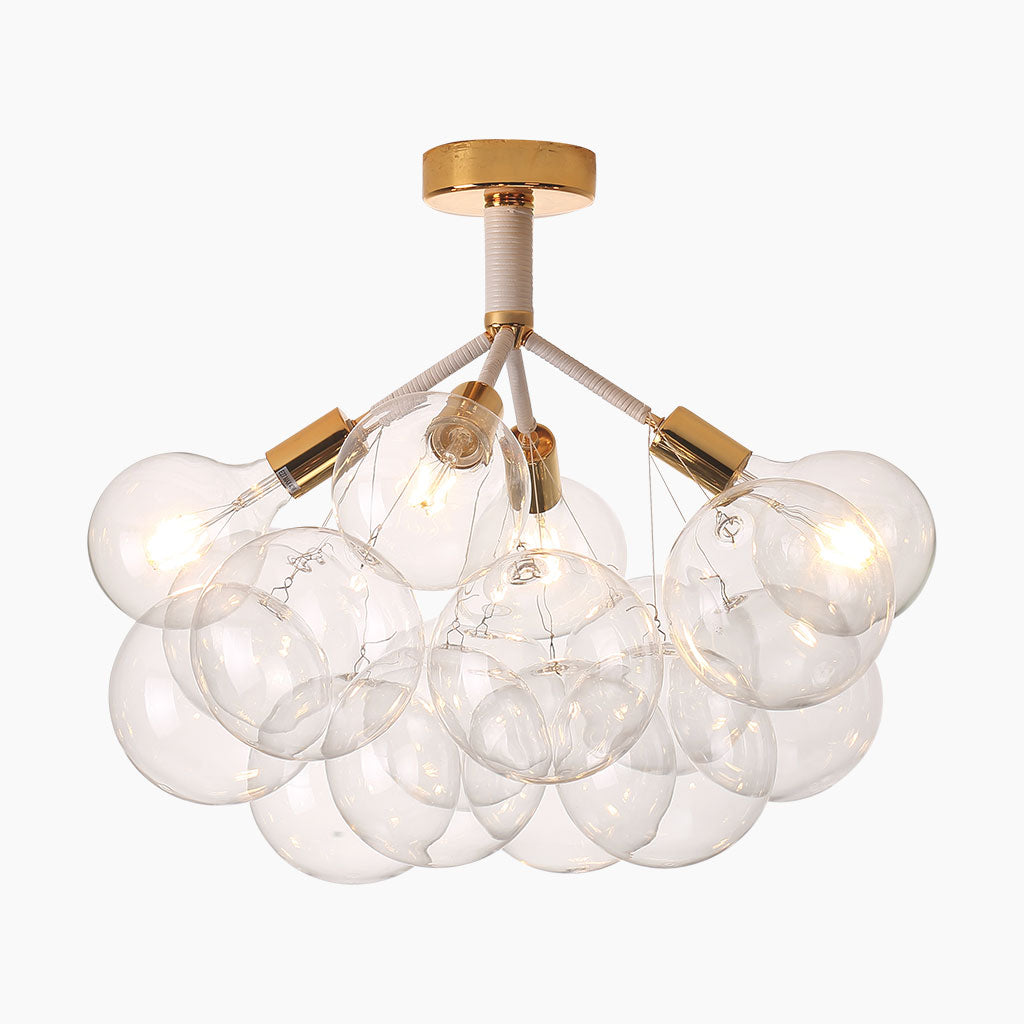 Plafonnier Encastré Bulles de Verre Or Blanc 12
