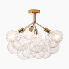 Glass Bubbles Flush Mount Ceiling Light White Gold 12