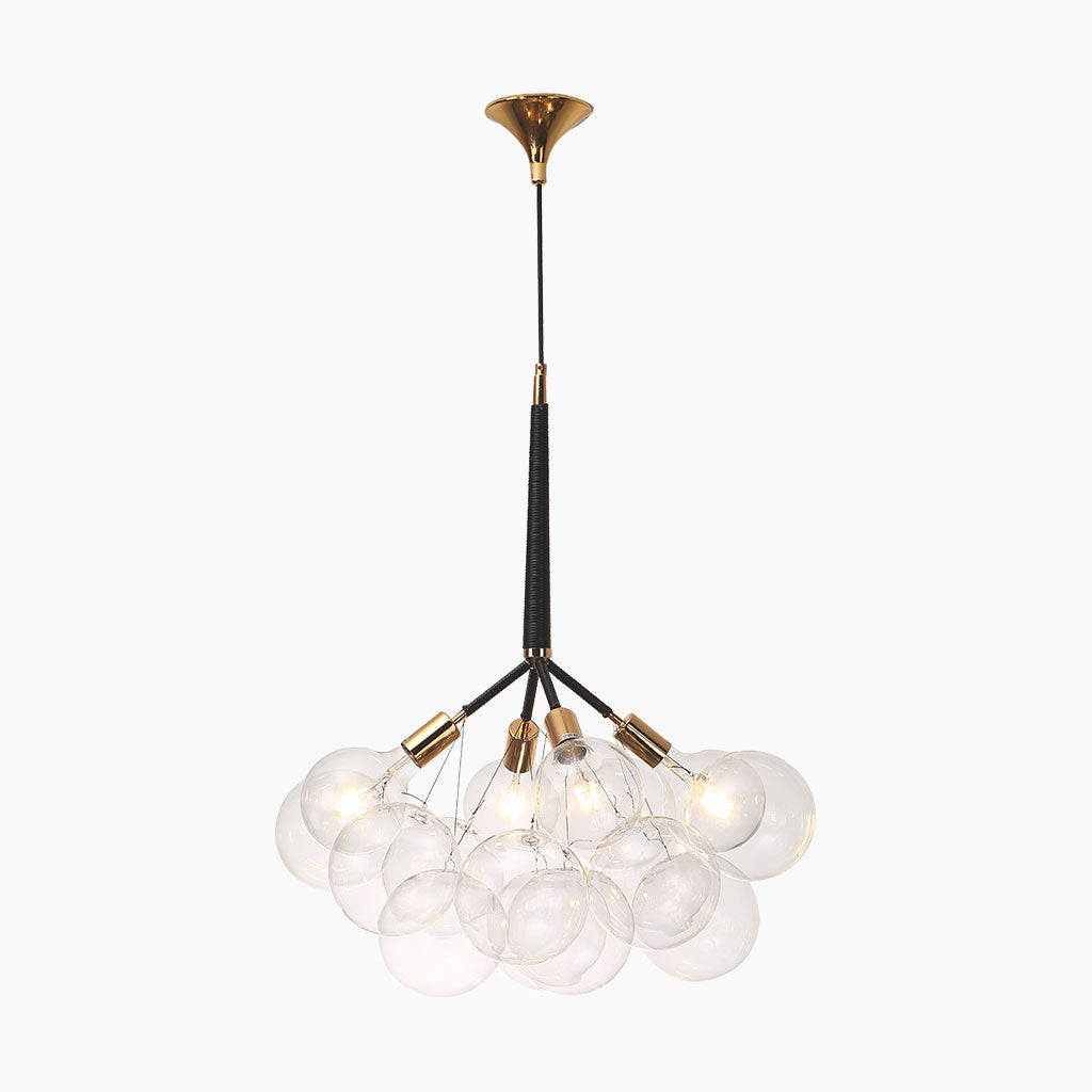 Glass Bubbles Pendant Chandelier Black Gold 12
