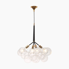 Glass Bubbles Pendant Chandelier Black Gold 12