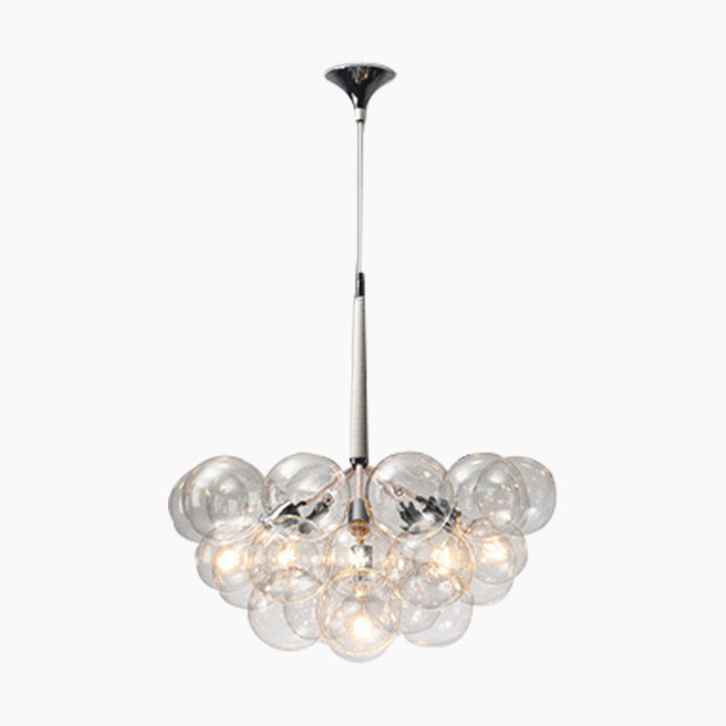 Lampadario a Sospensione Bubbles in Vetro Bianco Cromato 20