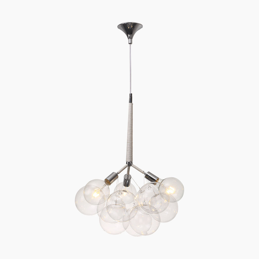 Glass Bubbles Pendant Chandelier White Chrome 9