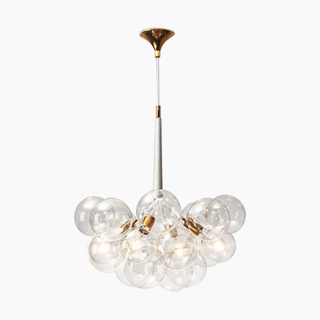 Glass Bubbles Pendant Chandelier White Gold 12