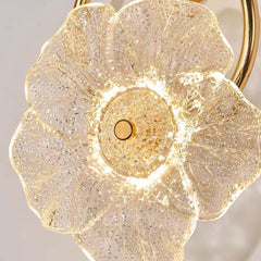 Aplique de cristal con forma de flor LED de lujo para mesita de noche, dorado