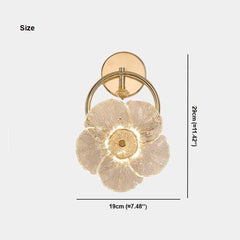 Aplique de cristal con forma de flor LED de lujo para mesita de noche, dorado