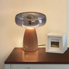 Glass Shade Table Lamp Smoked Grey LED