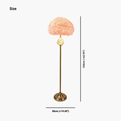 Glass Teardrop Feather Shade Floor Lamp Size