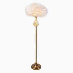 Glass Teardrop Feather Shade Floor Lamp White