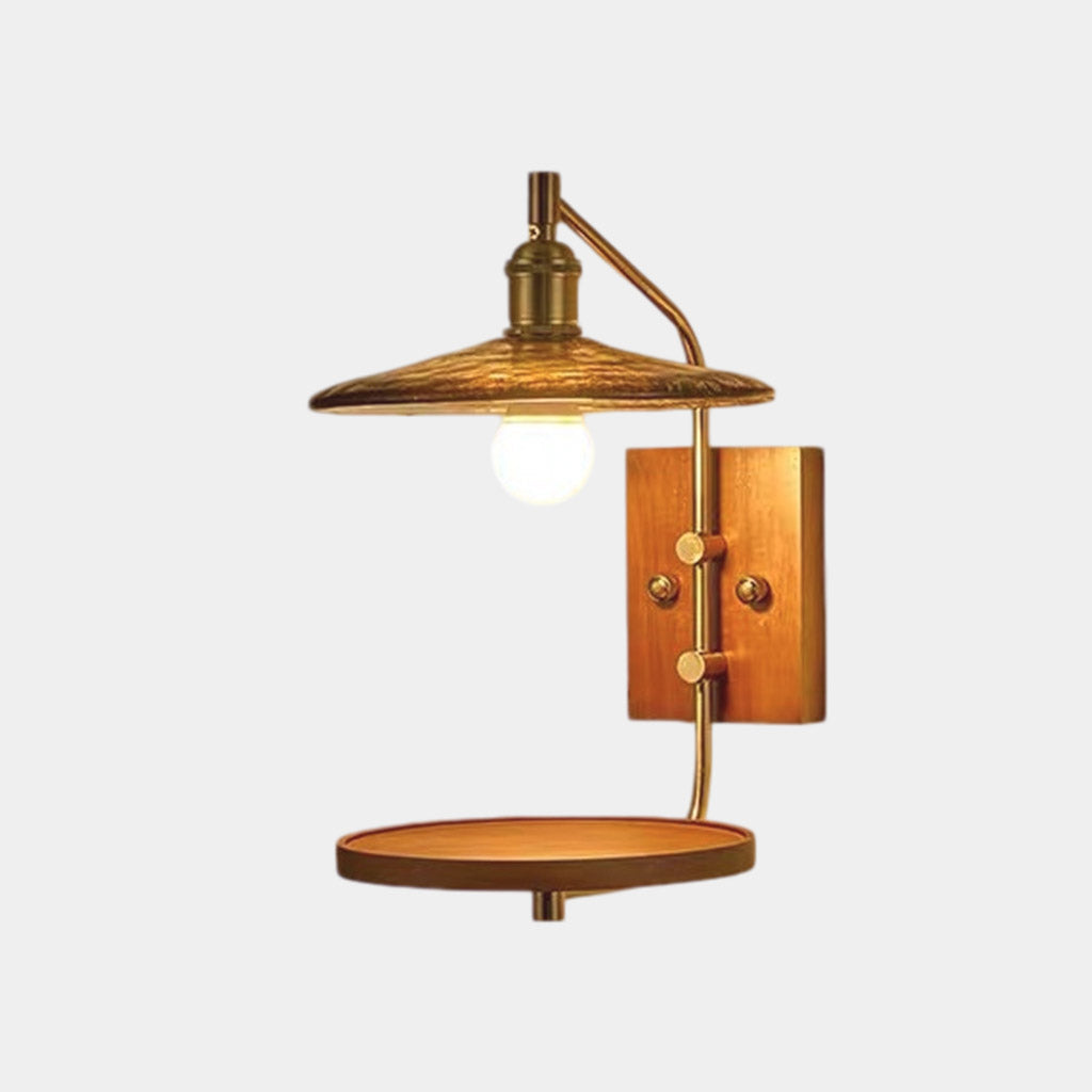 Amber Glass Wall Lamp with Shelf