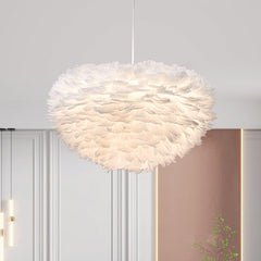 Luxury Globe Goose Feather Pendant Light White
