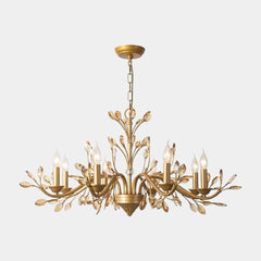 Candelabro De Vela Dorada Rama Cristal De Lujo