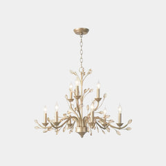 Candelabro De Vela Dorada Rama Cristal De Lujo