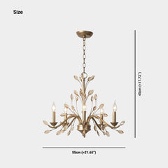 Candelabro De Vela Dorada Rama Cristal De Lujo