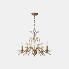 Candelabro De Vela Dorada Rama Cristal De Lujo