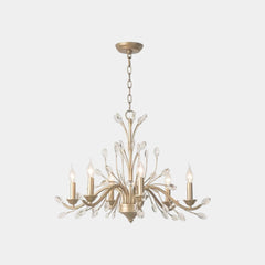 Candelabro De Vela Dorada Rama Cristal De Lujo